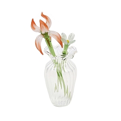 August Gladiolus Набор для украшения стола, состоящий из цветов и вазы, изготовленных вручную методом лэмпворк., помидор, Августовский гладиолус, 24.5~32.5x23.5~32.5x43~52 мм