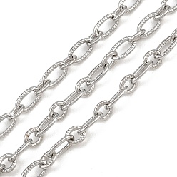 Нержавеющая Сталь Цвет 304 кабельные цепи из нержавеющей стали, несварные, текстурированный овал, с катушкой, цвет нержавеющей стали, 5~7x4x1 мм