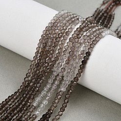 Дымчатый Кварц Нити бусин из натурального дымчатого кварца градиентного цвета, круглые, граненые, 2 мм, отверстие : 0.5 мм, около 195~197 шт / нитка, 15.39''~15.51'' (39.1~39.4 см)