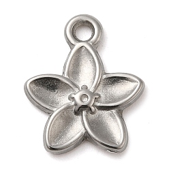 Нержавеющая Сталь Цвет 304 подвески из нержавеющей стали, цветочный шарм, цвет нержавеющей стали, 16x13x2.5 мм, отверстие : 2 мм