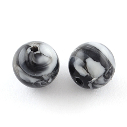 Black Opaque Acrylic Beads, Round, Black, 16mm, Hole: 2mm, about 220pcs/500g