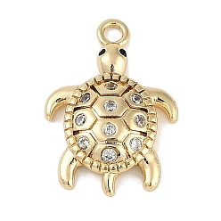Настоящее золото 18K Латунные микро проложить кубического циркония подвески, без кадмия, без никеля и без свинца, черепаха, реальный 18 k позолоченный, 19x13x3 мм, отверстие : 1.6 мм