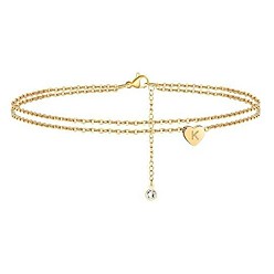 Letter K Браслеты на лодыжку из латуни с хрустальными стразами, золотые, Письмо K, 9-1/8 дюйм (230 мм)