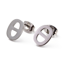 Letter Q Tarnish Resistant 304 Stainless Steel Greek Alphabet Stud Earrings, Manual Polishing, Letter.Q, 7~11x2~10x1.5mm, Pin: 0.8mm