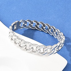 Нержавеющая Сталь Цвет 304 браслеты из кубинской цепочки из нержавеющей стали, шарнирные браслеты для женщин, цвет нержавеющей стали, внутренний диаметр: 2-3/8x2-1/8 дюйм (6x5.3 см)