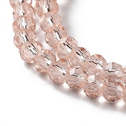 Salmon Glass Beads Strands, Faceted, Rondelle, Salmon, 3.5x3mm, Hole: 0.4mm, about 123~127pcs/strand, 13.78 inch~14.17 inch(35~36cm)