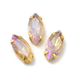 Светлый Колорадский Топаз Эффект лунного света конский глаз пришить на стразах, многожильных ссылки, с золотыми тонами латунных зубьев, аксессуары для одежды, lt.col.topaz, 15x7x4.5 мм, отверстие : 1 мм