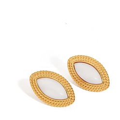 Белый Серьги-гвоздики из натурального агата из нержавеющей стали с конским глазом, золотые, белые, 304 мм