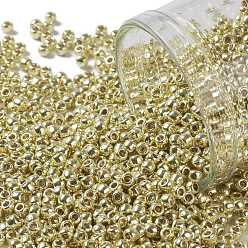(PF559) PermaFinish Yellow Gold Metallic TOHO Round Seed Beads, Japanese Seed Beads, (PF559) PermaFinish Yellow Gold Metallic, 11/0, 2.2mm, Hole: 0.8mm, about 1110pcs/bottle, 10g/bottle
