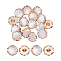 Белый 16 шт. 1-образные пуговицы из сплава с отверстием под хвостовик, плоско-круглые, белые, 11x6.5 мм, отверстие : 2 мм