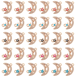 (52) Непрозрачная лаванда 30шт 5 цвета эмали лунного сплава подвески разъема, Звёздные ссылки, с кристально горный хрусталь, золотой свет, без кадмия и без свинца, разноцветные, 19.5x16x2 мм, отверстие : 1.8 мм, 6 шт / цвет