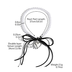 Белый Ожерелья-колье из пластика с имитацией жемчуга в форме сердца для женщин, белые, 14.57 дюйм (37 см)