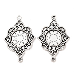 Античное Серебро Тибетский стиль настройки разъем сплава кабошон, ромб, античное серебро, лоток : 12 мм, 35x23x2.5 мм, отверстие : 1.5 мм, Около 357 шт / 1000 г