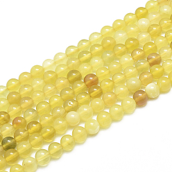Yellow Opal Natural Yellow Opal Beads Strands, Grade A, Round, 6~6.5mm, Hole: 0.8mm, about 69 pcs/Strand, 15.55 inch(39.5cm)