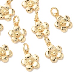 Real 18K Gold Plated SHEGRACE Brass Pendants, Flower Charms, Cadmium Free & Nickel Free & Lead Free, with Jump Ring, Real 18K Gold Plated, 9.5x7.5x2.5mm, Hole: 2.5mm