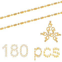 Золотой Наборы для самостоятельного изготовления ювелирных изделий из шариковой цепочки, в том числе 5 латунные цепи m, латунные соединения шаровой цепи, железные наконечники для бусинок и прыжковые кольца, Карабин-лобстер из цинкового сплава, золотые, звено цепи: 3.8x2 мм и 2 мм