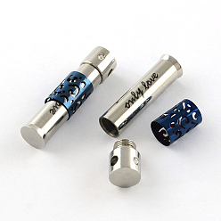 Темно-Синий Гладкая поверхность 201 подвески из нержавеющей стали, словом только любовь, темно-синий, 28x7 мм, отверстие : 3 мм