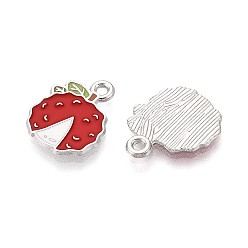 Красный Эмалевые подвески из фруктового сплава, личи, платина, красные, 15.5x12.5x1.5 мм, отверстие : 1.5 мм