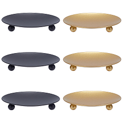 Mixed Color Iron Candle Holder, Candle Tray, Flat Round, Mixed Color, 68x10mm, 2 colors, 3pcs/color, 6pcs/set