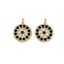 Настоящее золото 18K Латунные микро проложить кубического циркония подвески, круглые подвески, стойки покрытие, долговечный, без кадмия и без свинца, реальный 18 k позолоченный, 8.5x6.5x2 мм, отверстие : 1 мм