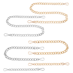 Platinum & Golden Bag Strap Chains, with Aluminum Curb Link Chains and Alloy Swivel Clasps, Platinum & Golden, 6strands/box