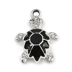 Платина Подвески из эмали и сплава, со стразами, очарование морской черепахи, платина, 21.5x16x5.5 мм, отверстие : 2 мм