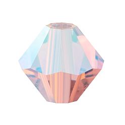70220 200 Pink Sapphire AB Хрустальные бусины preciosa®, чешский хрусталь, биконус(451 69 302 рондель), 70220 200 розовый сапфир ab, 6 мм, отверстие : 1 мм