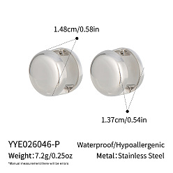 Round 304 Stainless Steel Hoop Earrings for Women, Stainless Steel Color, Round, 14.8x13.7mm