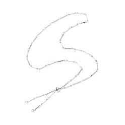 Нержавеющая Сталь Цвет 304 изготовление цепочек из нержавеющей стали с плоскими звеньями, с латунными скользящими бусинами, цвет нержавеющей стали, 23-7/8 дюйм (60.5 см)