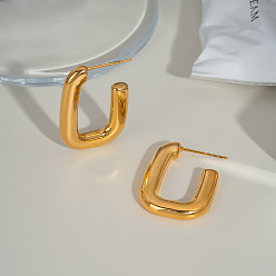 Настоящее золото 18K 304 квадратные серьги-гвоздики из нержавеющей стали, реальный 18 k позолоченный, 26.9x18.8 мм