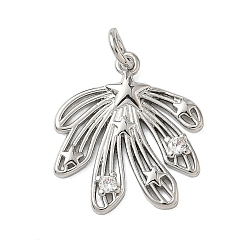 Платина Латунные микропаве прозрачные подвески с фианитом, метеоритные чары, стойки покрытие, долговечный, без свинца и без кадмия, платина, 19x17x2 мм, отверстие : 3.3 мм