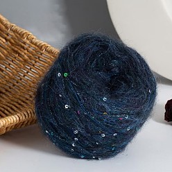 Морской Синий Пряжа мохер, длинная шерстяная пряжа с пайетками, для одежды шарфы свитера шали шапки, Marine Blue, 50г/моток