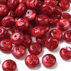 Red Two Tone Acrylic Beads, Imitation Gemstone Style, Rondelle, Red, 19.5x11mm, Hole: 2.5mm, about 165pcs/500g