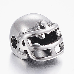 Antique Silver 304 Stainless Steel Beads, Football Helmet, Antique Silver, 10x8x7mm, Hole: 2mm
