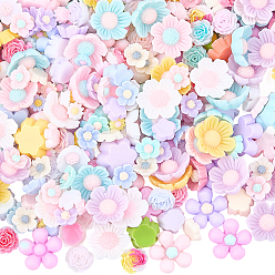 (52) Непрозрачная лаванда 300 шт 6 стили кабошоны из непрозрачной смолы, прорезиненный стиль, цветок, разноцветные, 5.5~13x3~13x3~4.5 мм, 50 шт / стиль