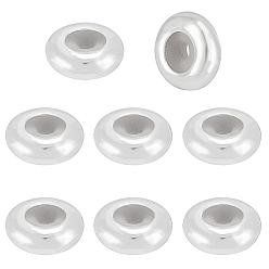Silbern Silberfarbig 8 Stück 925 Perlen aus Sterlingsilber, mit Gummi, Schieberegler Perlen, Rondell, Silbern Silberfarbig, 5x2 mm, Bohrung: 2 mm