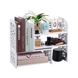 White Wood-Plastic Composite Desktop Bookshelf, Storage Rack, White, 62x17x39cm
