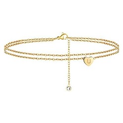 Letter U Браслеты на лодыжку из латуни с хрустальными стразами, золотые, Буква U, 9-1/8 дюйм (230 мм)