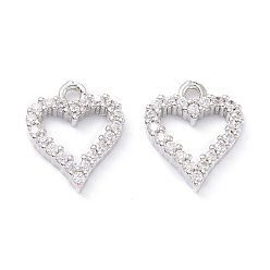 Платина Латунь с микропокрытием, долговечный, сердце, платина, 12.5x10.5x2 мм, отверстие : 1.4 мм