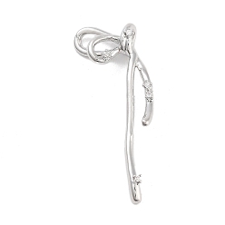 Платина Подвески из латуни с прозрачным фианитом, без кадмия, без никеля и без свинца, бантом, платина, 39x18.5x6.5 мм, отверстие : 2x3 мм