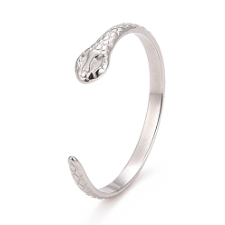 Stainless Steel Color Non-Tarnish 304 Stainless Steel Snake Wrap Open Cuff Ring for Women, Stainless Steel Color, US Size 6 1/2(16.9mm)