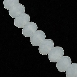 Weiß Nachahmung Jade Glas Rondelle Perlen Stränge, facettiert, weiß, 3x2 mm, Bohrung: 1 mm, ca. 138 Stk. / Strang, 12.9 Zoll