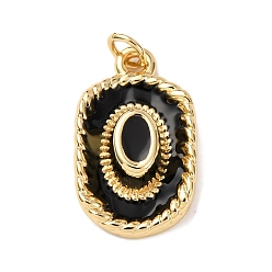 Черный Латунь эмаль подвески, стойки покрытие, долговечный, без свинца и без кадмия, реальный 18 k позолоченный, шарм шляпы, с целью перехода в кольце, чёрные, 22x13.5x5.5 мм, отверстие : 3.5 мм