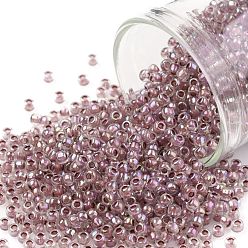 (771) Inside Color AB Crystal/Strawberry Lined Toho runde Rocailles, japanische Rocailles, (771) Innenfarbe ab Kristall / Erdbeer ausgekleidet, 11/0, 2.2 mm, Bohrung: 0.8 mm, über 1110pcs / Flasche, 10 g / Flasche