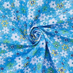 Светло-Голубой Хлопчатобумажная ткань с цветочным узором, для аксессуаров для одежды, Небесно-голубой, 1000x1600x0.1 мм