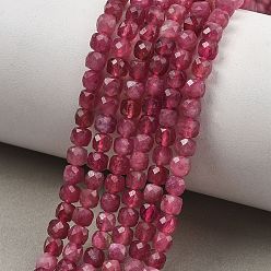 Tourmaline Natural Pink Tourmaline Beads Strands, Faceted, Cube, 3.5~4.5x4~4.5x4~4.5mm, Hole: 0.6~0.8mm, about 99~104pcs/strand, 15.43''(39.2cm)~15.55''(39.5cm)
