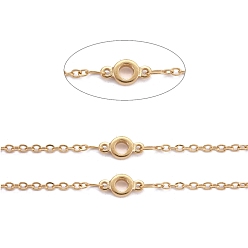 Золотой 304 цепи из нержавеющей стали ссылка, пайки, с катушкой, плоско-круглые, золотые, плоское круглое: 9x4.5x1.4 мм, ссылка: 2x1.5x0.5 мм, около 32.8 футов (10 м) / рулон