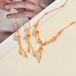 Золотой Комплекты из колье и серег с кисточками из латуни и конусов для женщин, золотые, ожерелья: 23.03 дюйм (58.5 см)