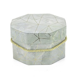 Средний Аквамарин День святого валентина мраморная текстура узор бумажные подарочные коробки, с веревочными ручками, для подарочной упаковки, восьмиугольник, средний аквамарин, 14.4x9.3x15.5 см