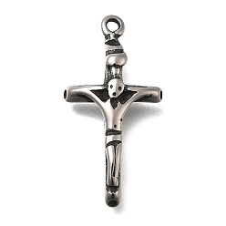 Античное Серебро 304 подвески из нержавеющей стали, амулет крест распятие, античное серебро, 27x13.5x3.5 мм, отверстие : 1.5 мм